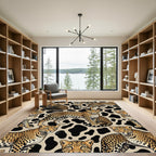 Golden Leopard Black Spotty Jungle Rug