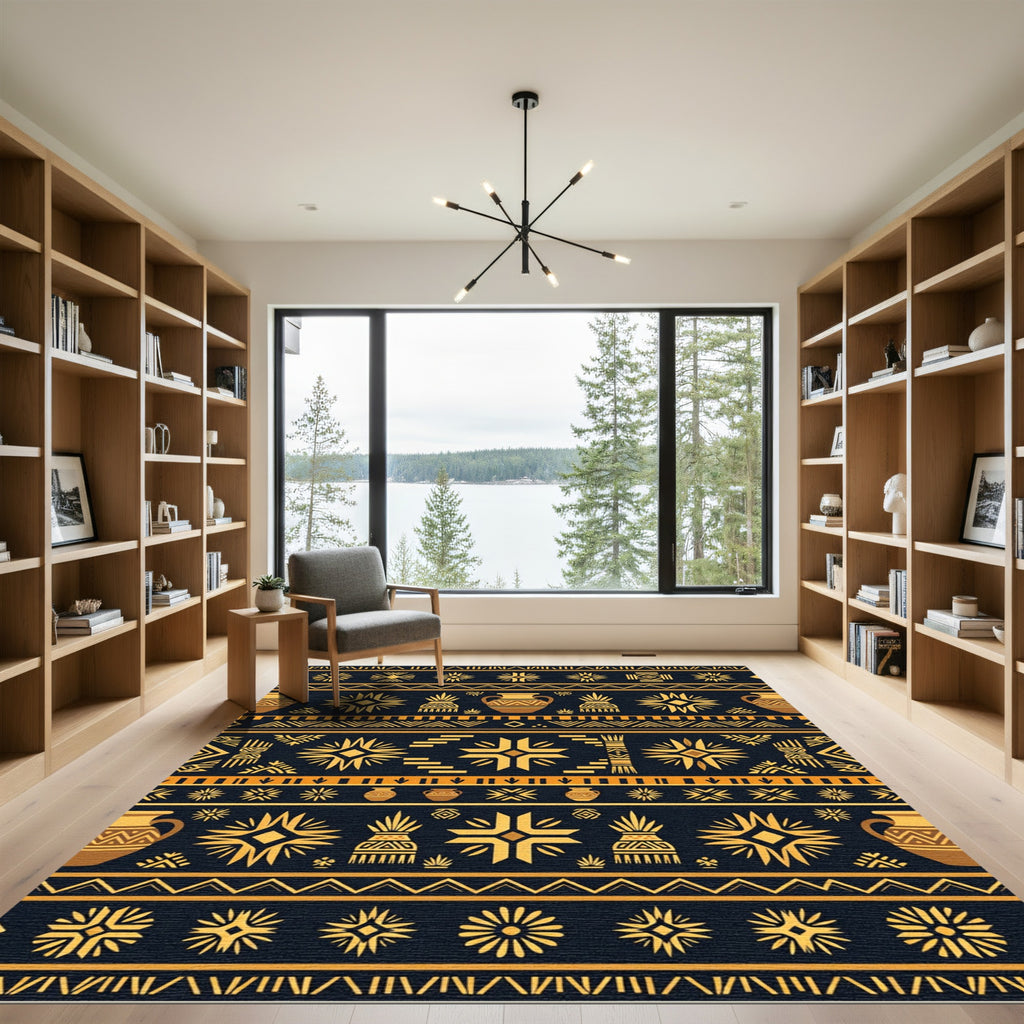 Nautical Ochre Tribal Geometric Vase Rug