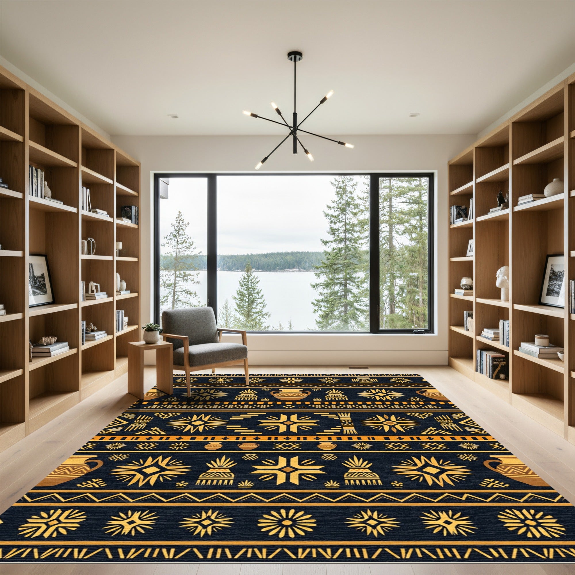 Nautical Ochre Tribal Geometric Vase Rug