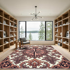 Coral And Brown Baroque Compass Rug