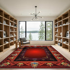 Royal Crimson Crest Decorative Border Rug