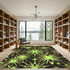 Midcentury Atomic Lime Green Starburst Rug