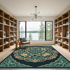 Elegant Sage Rose Intertwined Mandala Rug