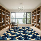 Geometric Navy and Cream Mountain Peak Rug