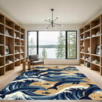 Dynamic Blue Dolphin Ocean Swells Rug