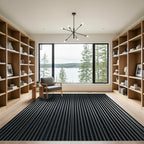 Modern Dark Gray Vertical Stripe Rug