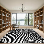 Bold Black White Equine Stripes Rug