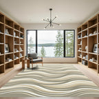 Gradient Beige Abstract Wave Rug