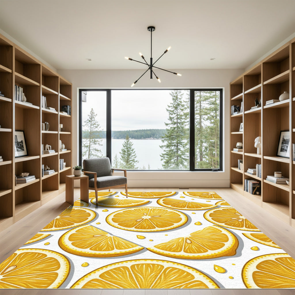 Vibrant Citrus Slice Fruit Art Rug