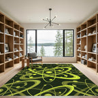 Neon Atomic Orbit Swirls Rug