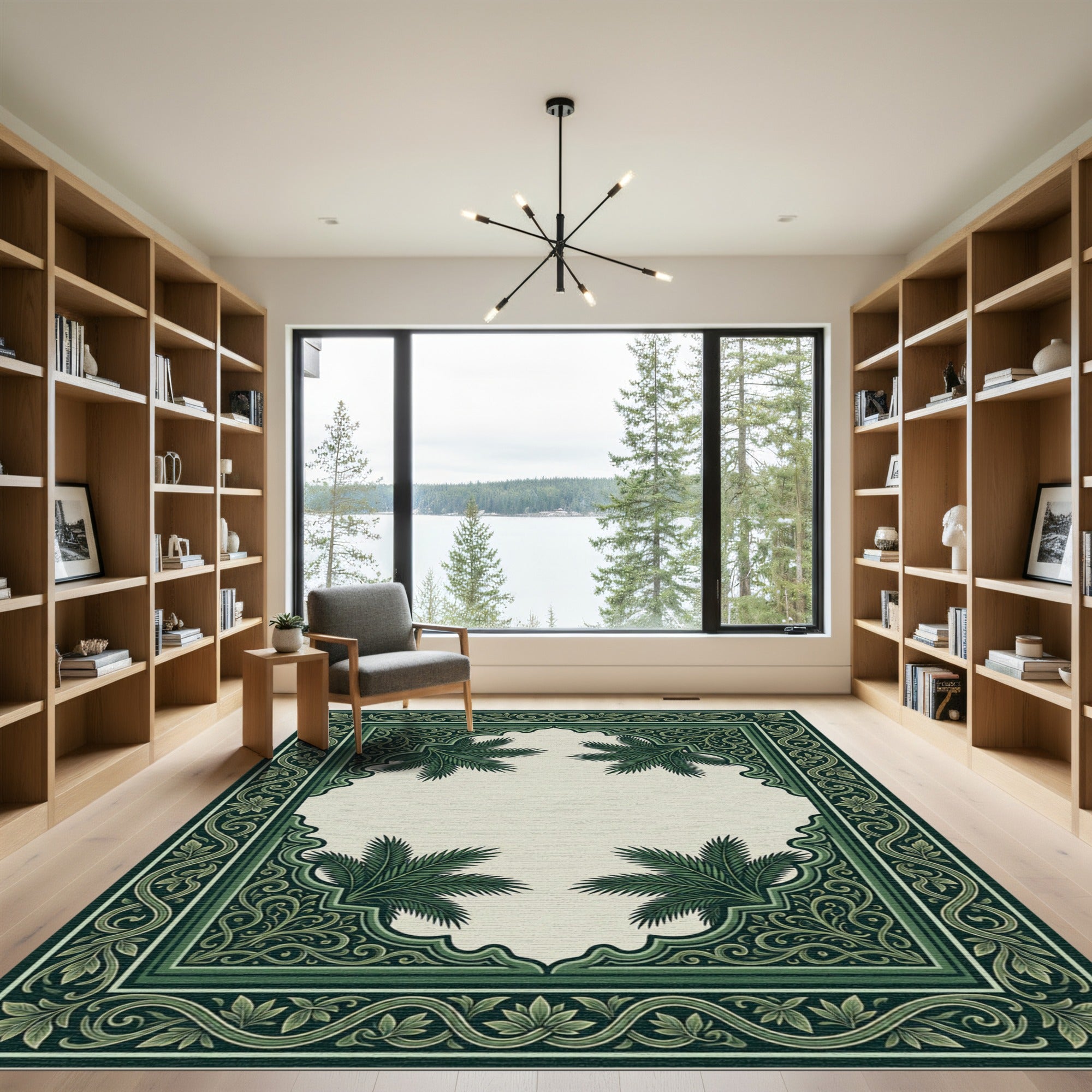 Emerald Green Palm Frond Arch Rug