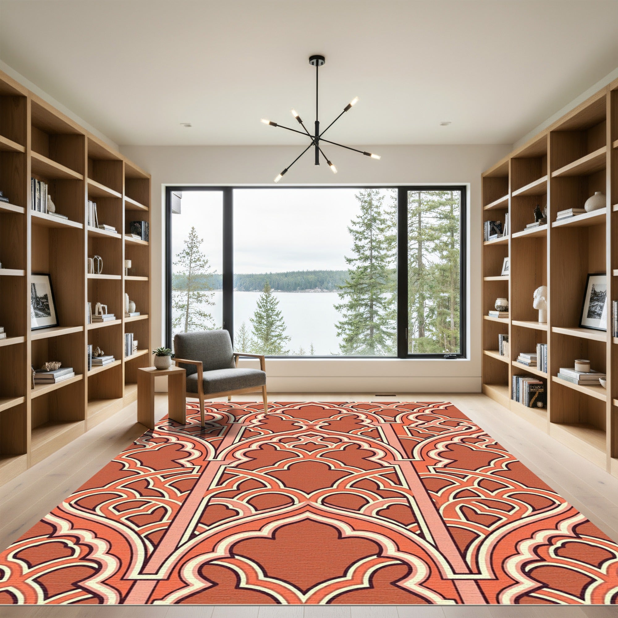 Terracotta Arched Overlay Geometric Rug