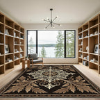 Elegant Bronze Acanthus Scroll Medallion Rug
