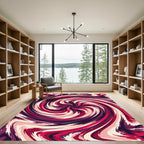 Deep Rose Swirl Abstract Vortex Rug