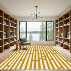 Modern Golden Geometric Vertical Linear Rug