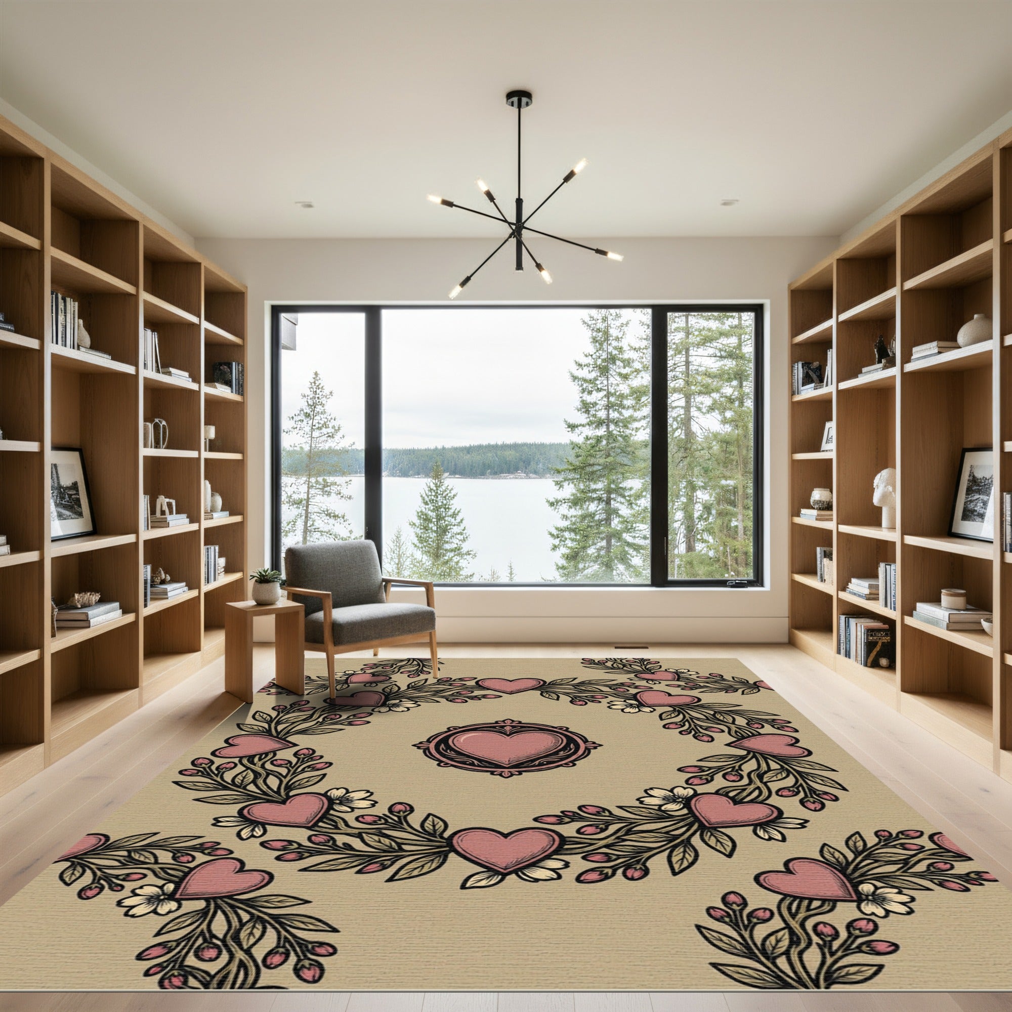 Crimson Heart Floral Garland Repeating Rug