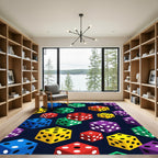 Vibrant Isometric Colorful Dice Mosaic Rug