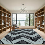 Geometric Concrete Chevron Graphic Gray Black Rug