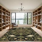 Ornate Olive Gold Floral Medallion Rug