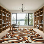 Lustrous Bronze Wave Cream Swirl Rug