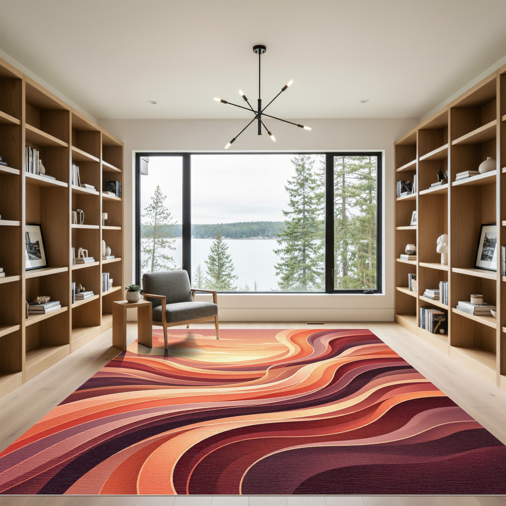 Warm Sunset Gradient Flow Rug