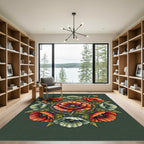 Earthy Poppy Floral Circular Medallion Rug