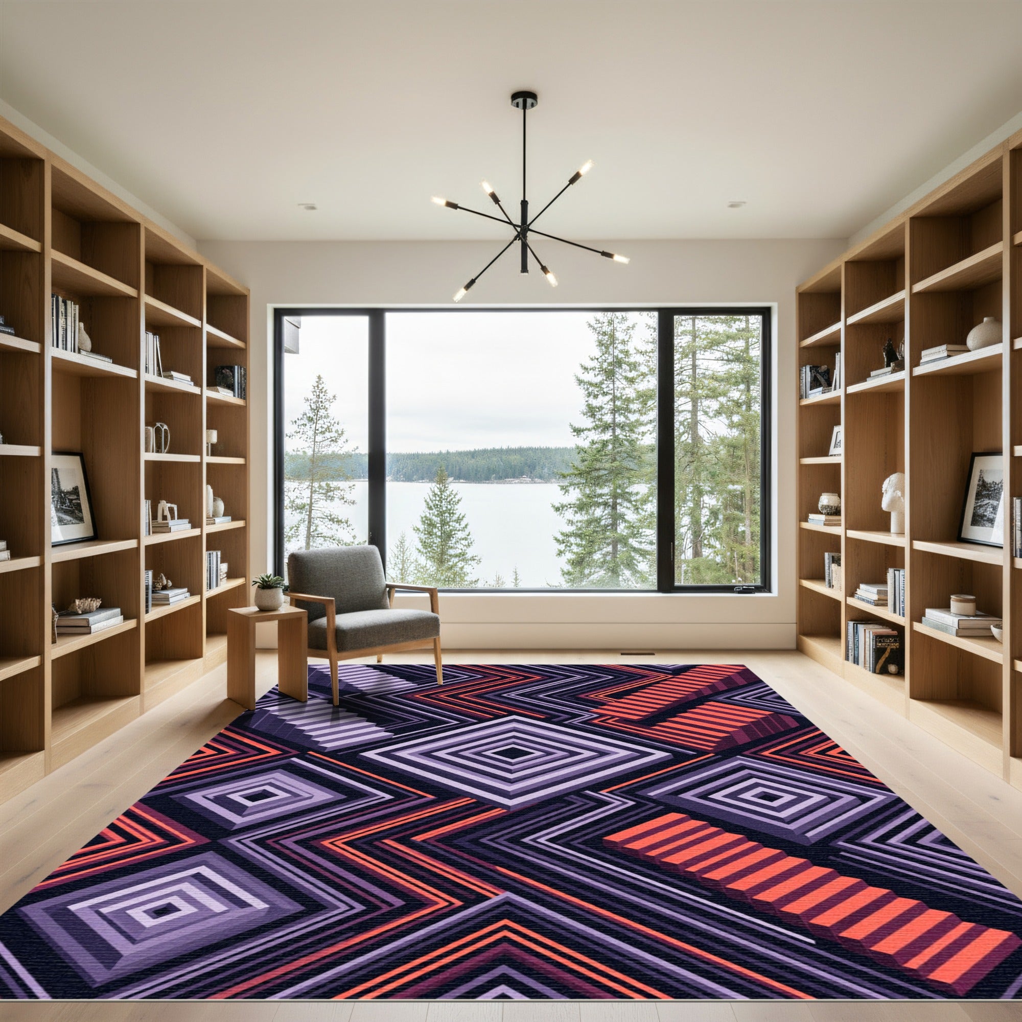 Geometric Illusion Abstract Stair Rug
