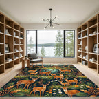 Enchanted Forest Fawn and Deer Scene Rug