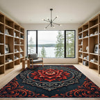 Gothic Crimson Floral Medallion Rug
