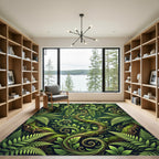 Lush Botanical Fern Forest Vines Rug