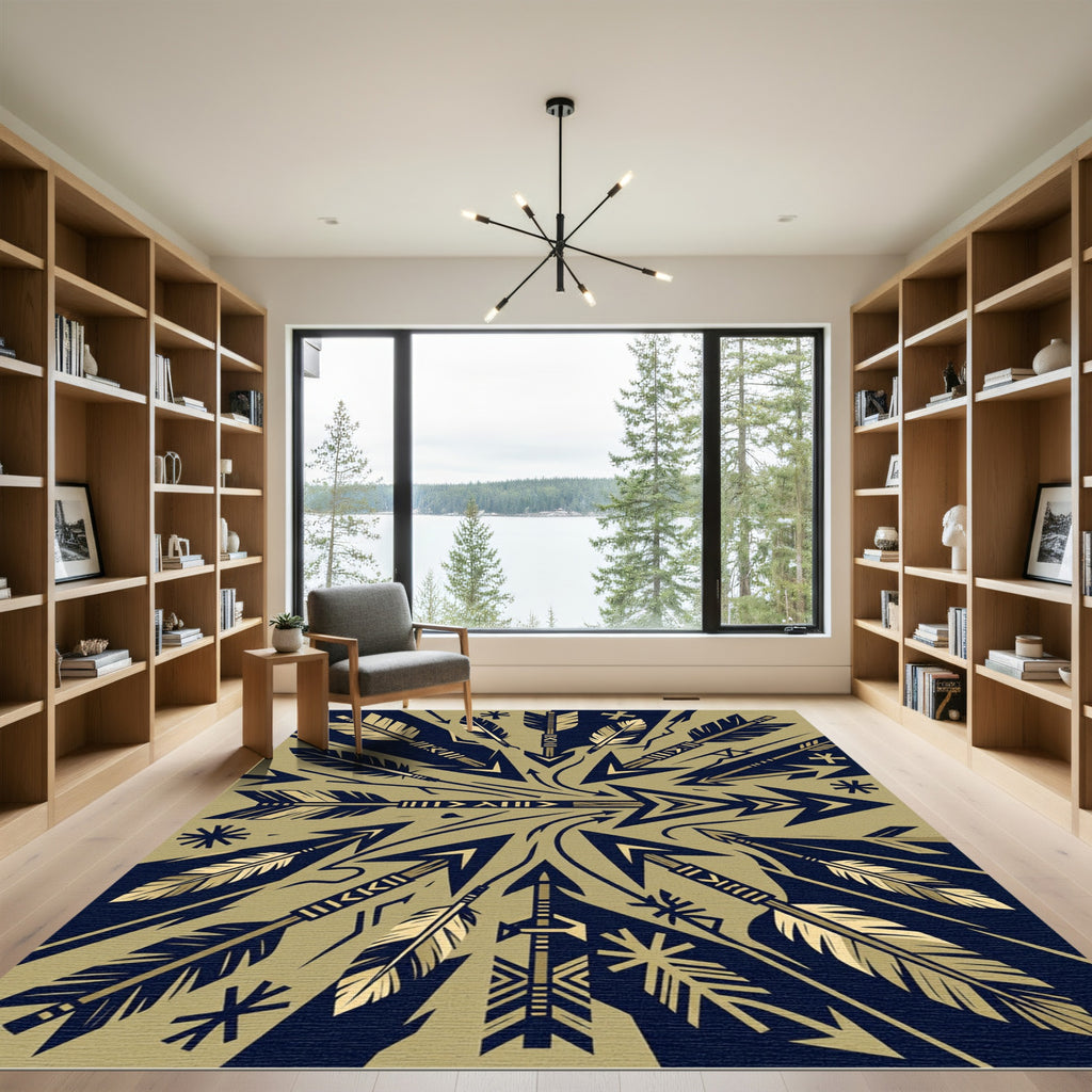 Golden Arrow Radial Minimalist Graphic Rug
