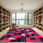 Geometric Magenta And Pink Mosaic Block Rug