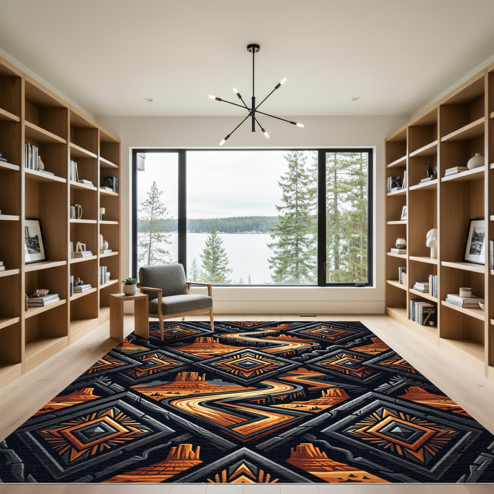 Southwestern Road Diamond Landscape Rug