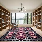 Art Deco Fuchsia Geometric Chevron Rug