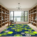 Modern Neon Geometric Hexagon Abstract Rug