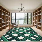Modern Emerald Green Intersecting Lattice Rug