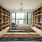 Rustic Multicolored Wood Plank Grain Rug