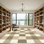 Neutral Tan Squares Check Rug