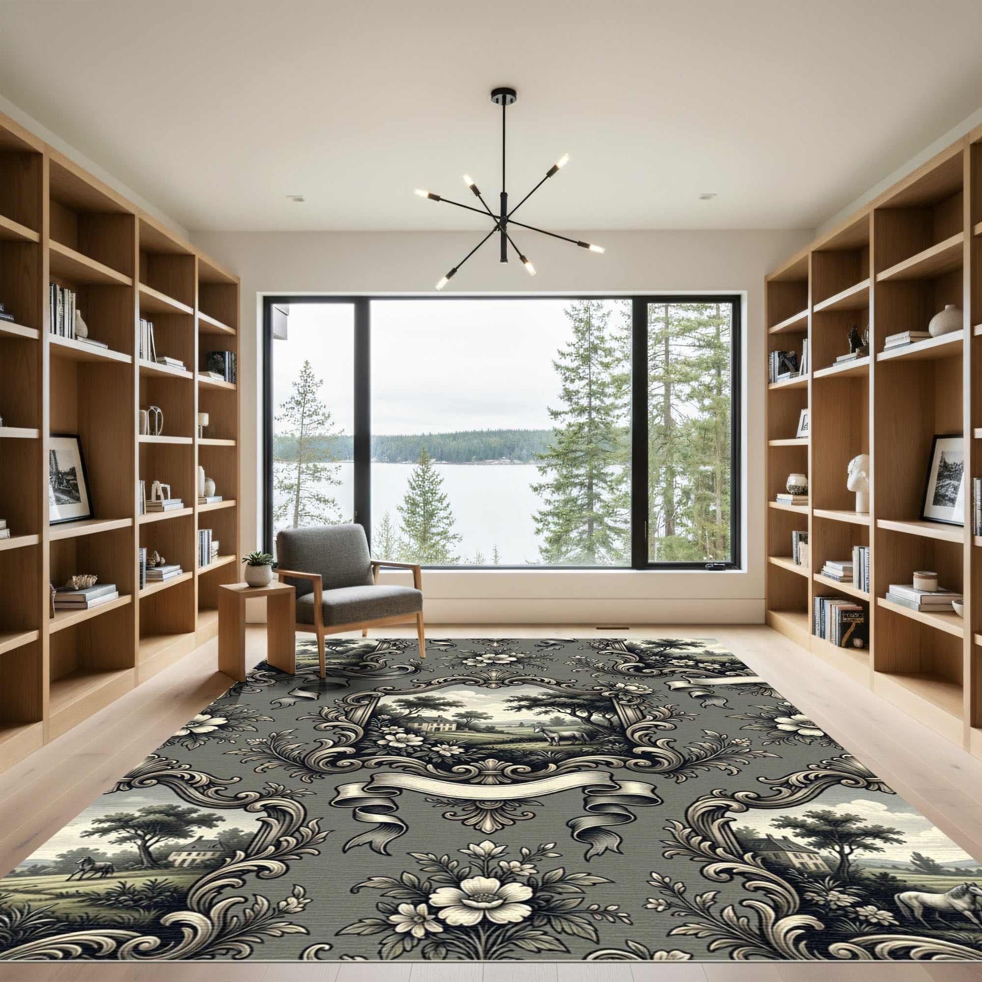 Toile Noir Horse Manor Landscape Wallpaper Rug