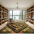 Green Gold Arrow Stair Terraced Rug