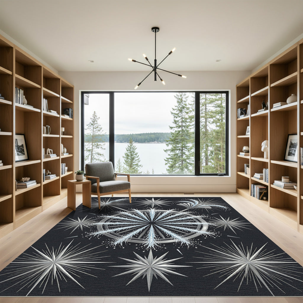 Silver Starburst Water Feature Rug