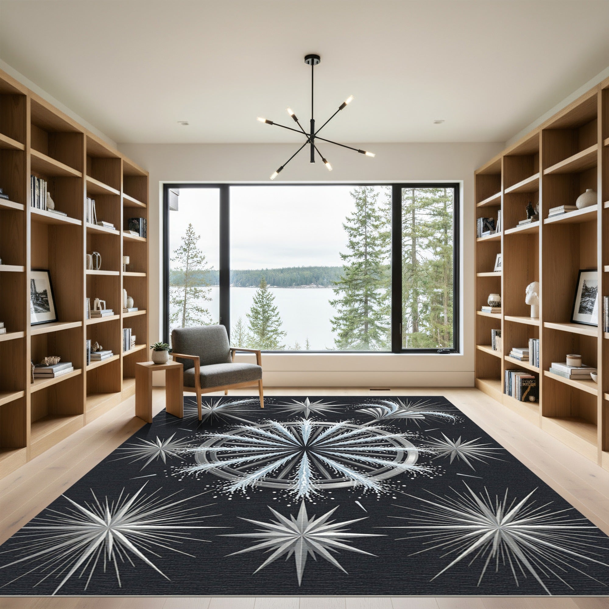 Silver Starburst Water Feature Rug