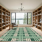 Sage Green and Cream Woven Grid Rug