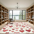 Crimson Red Heart Scattered Arrangement Rug