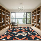 Elegant Peach and Cream Ribbon Garland Rug