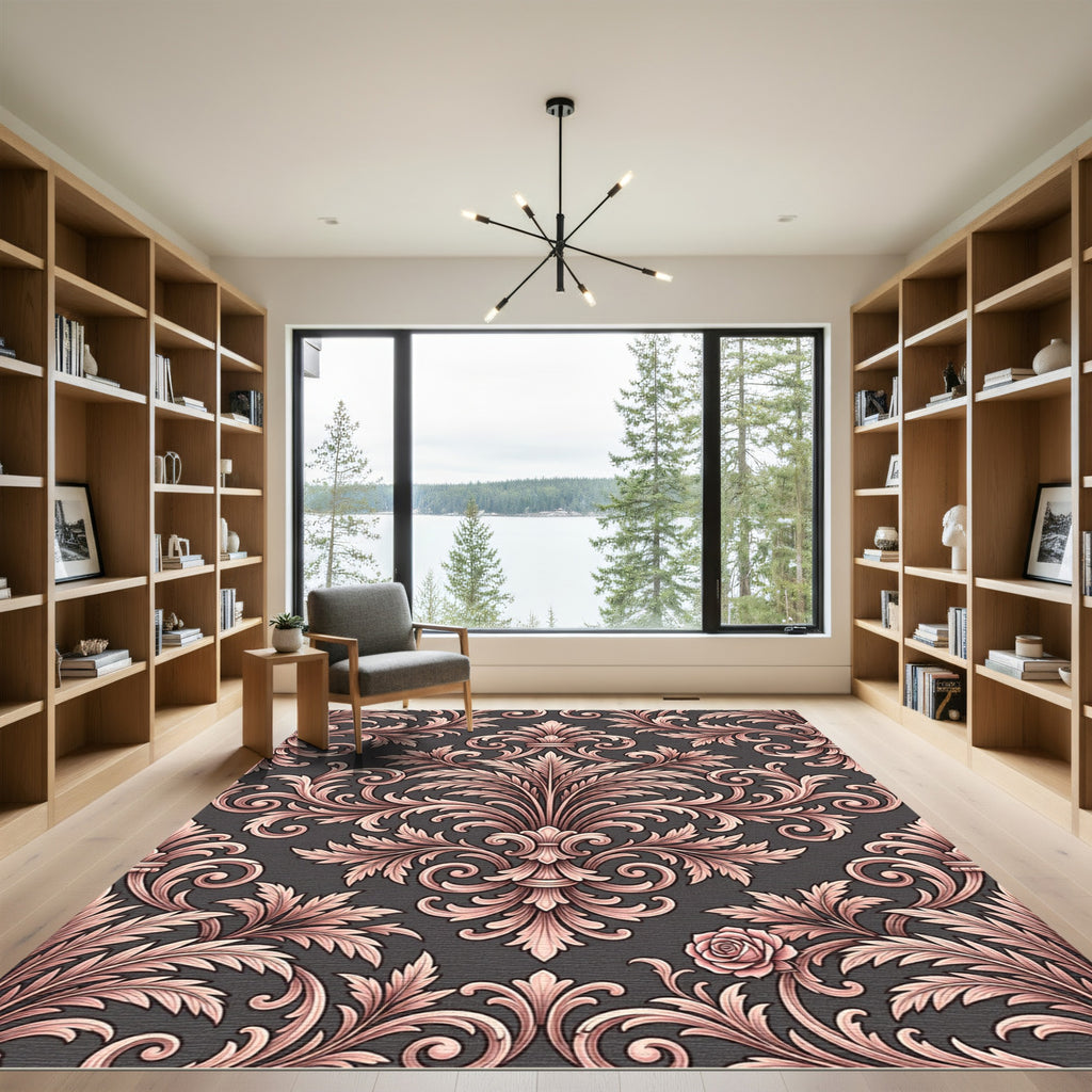 Ornate Rose Gilded Baroque Rug