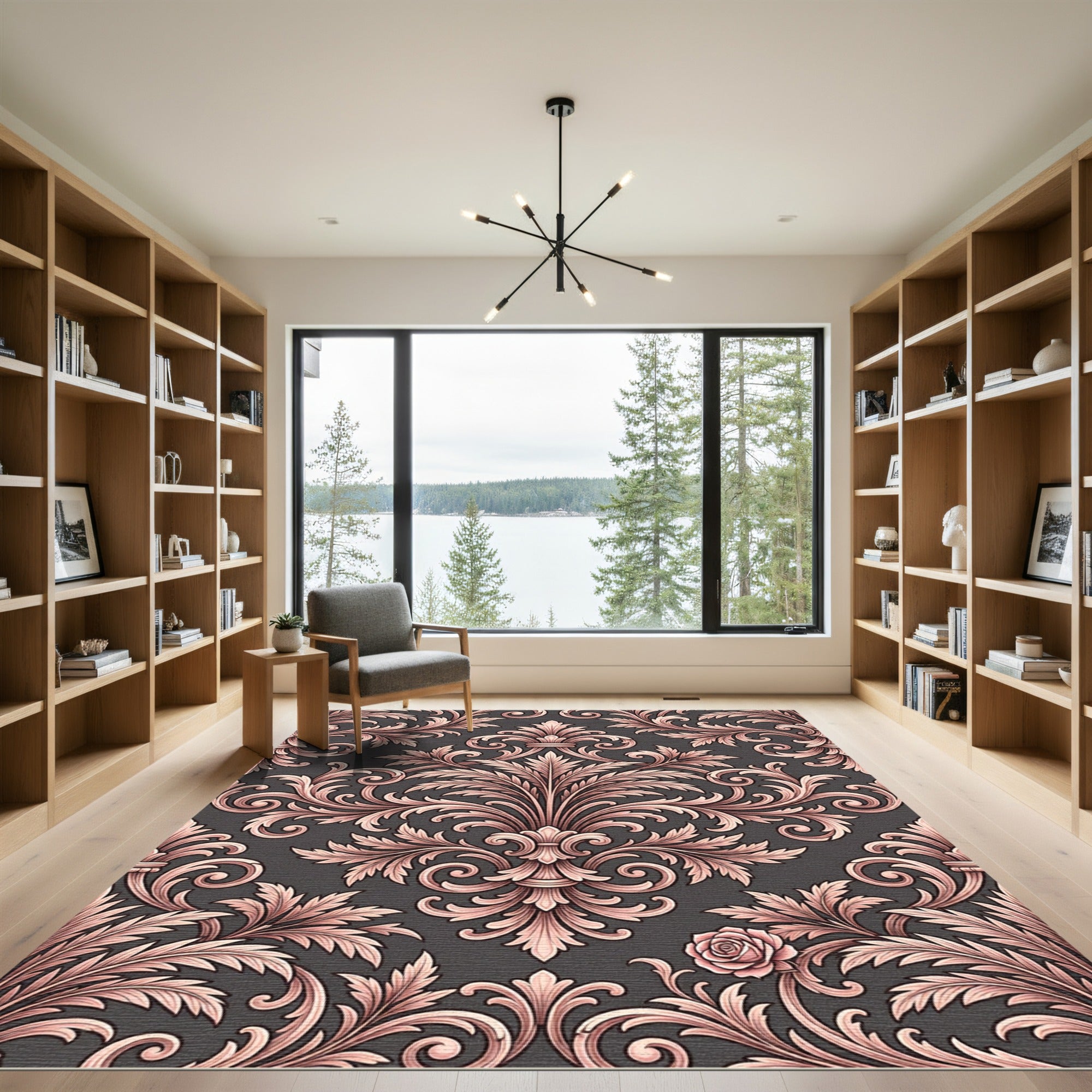 Ornate Rose Gilded Baroque Rug