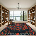 Elegant Crimson Floral Wreath Art Rug