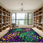 Golden Confetti Swirl Abstract Teal Purple Rug
