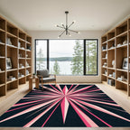 Radiant Pink Sunburst Abstract Rug